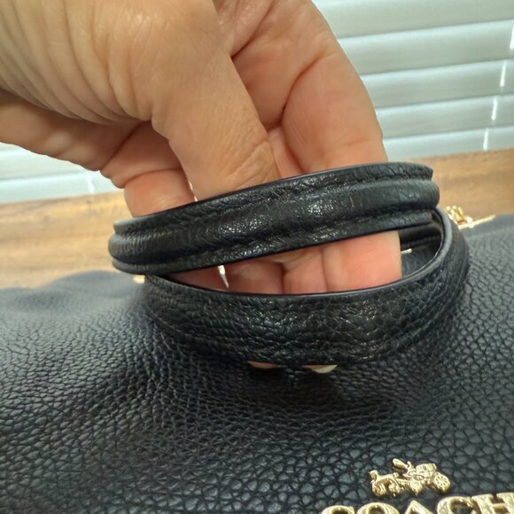 COACH TURNLOCK CHAIN TOTE Black Pebbled Leather Shoulder Bag Work Travel Casual - Picture 9 of 16